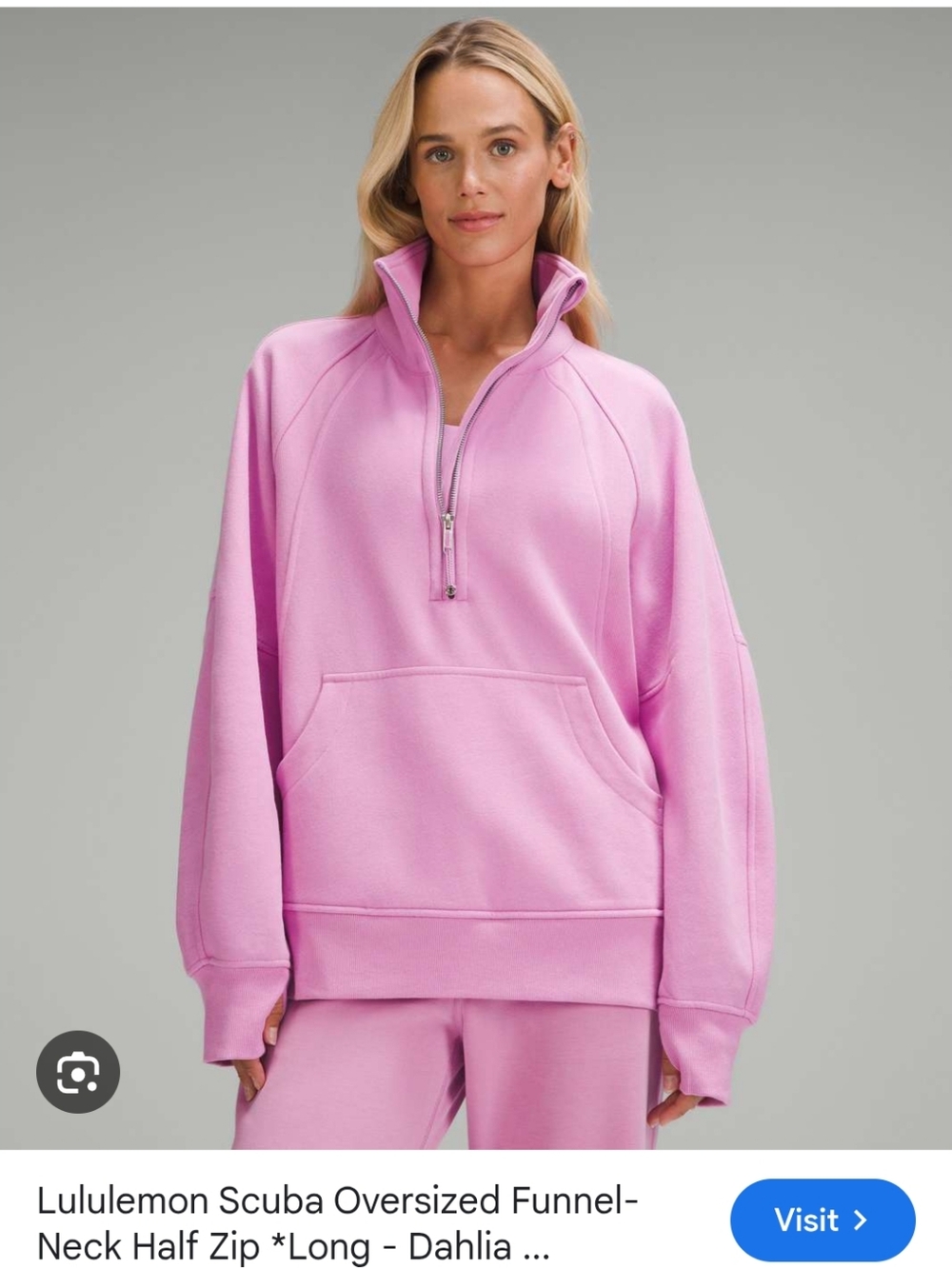 lululemon athletica Oversized Funnel-Neck Half-Zip Sweatshirt in Dahlia Pink